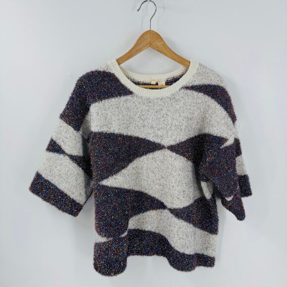 Stylish Women's Crew Neck Sweater - Black and White - Picture 2 of 8